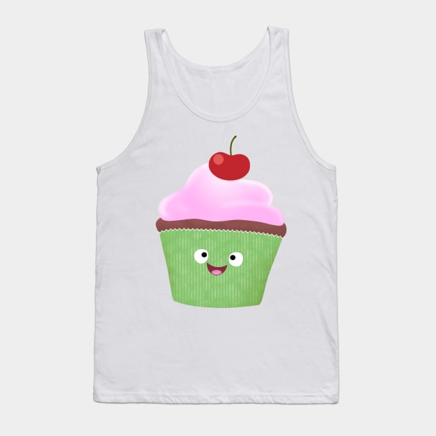 Cute happy cupcake cartoon illustration Tank Top by FrogFactory